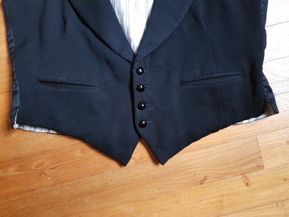 Vintage French Evening Black Formal Waistcoat Vest Peaked Lapel S M Etsy