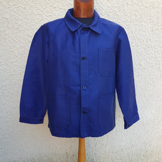 Vintage French dark blue bleu de travail workwear… - image 1