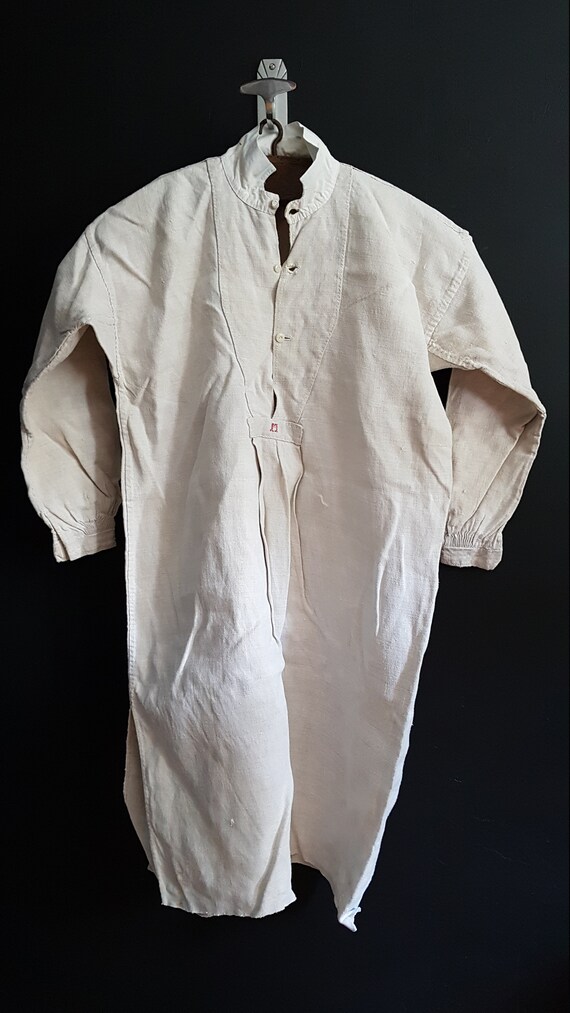 Antique French linen shirt farmers shirt artist sm