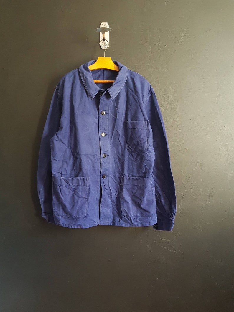 French Vintage Bleu De Travail Blue Cotton Work Chore Jacket - Etsy