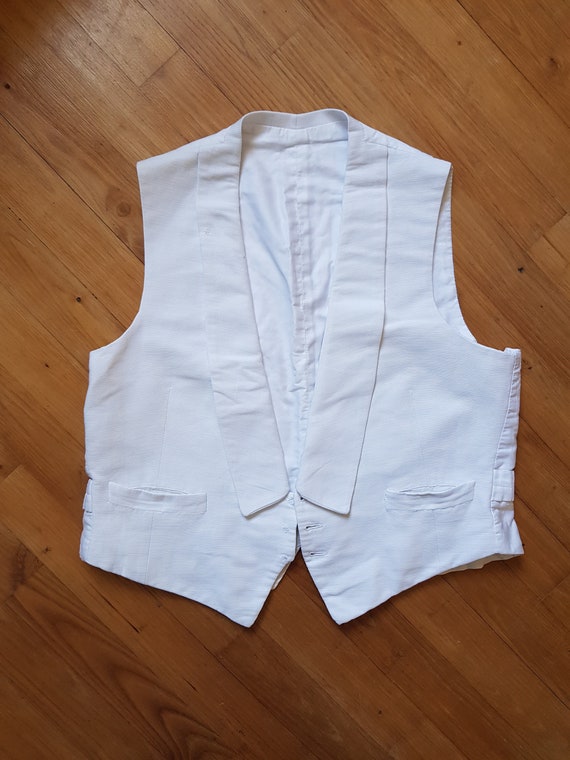 Vintage French white formal waistcoat evening wea… - image 1