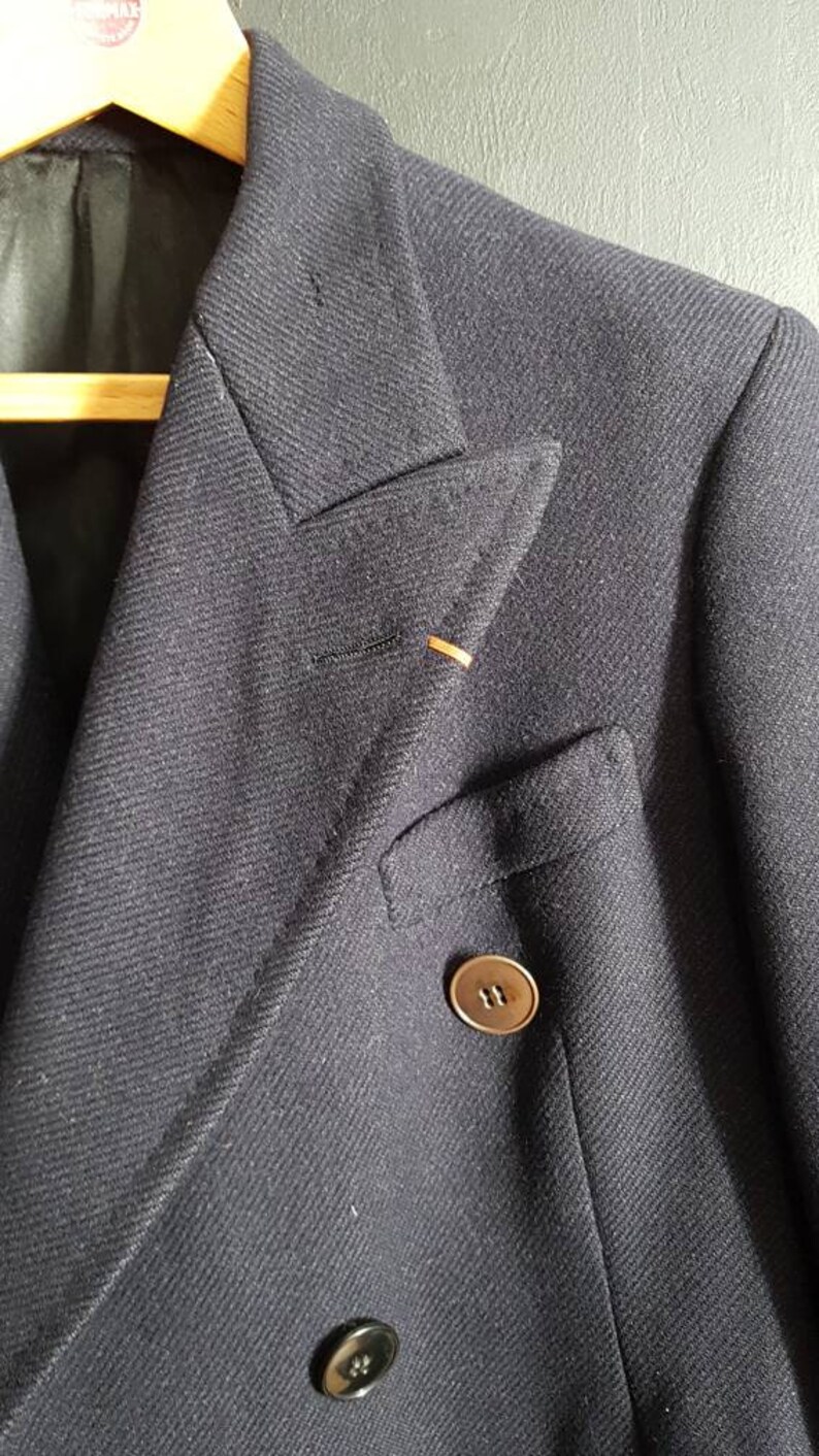 Vintage French wool double breasted overcoat bespoke greatcoat | Etsy