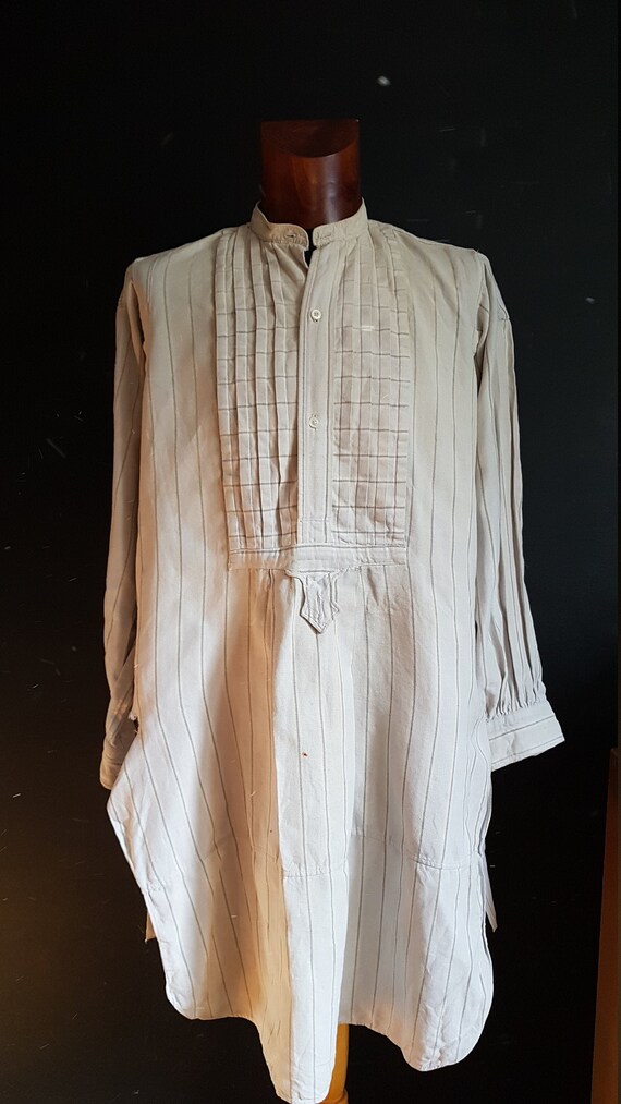 Vintage French white work shirt pullover smock wo