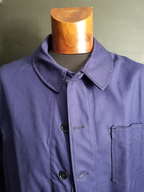 Vintage French Bleu de Travail blue workwear jacket "Solida" 48