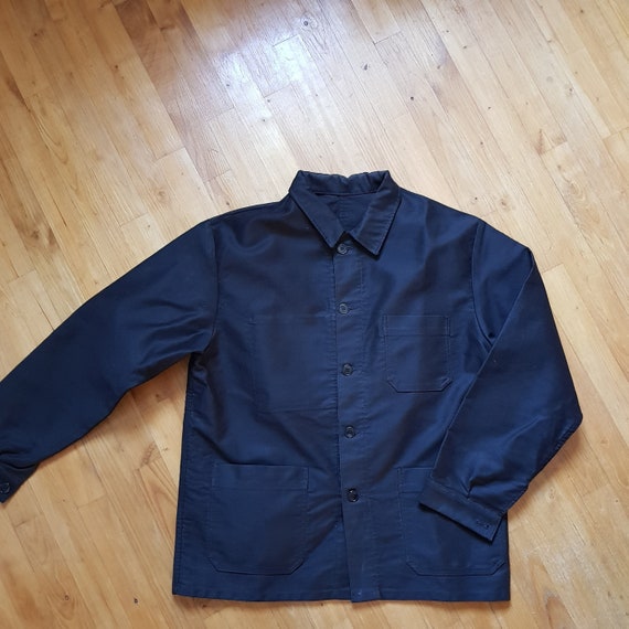 Vintage French Black Moleskin Workwear Jacket L - Etsy