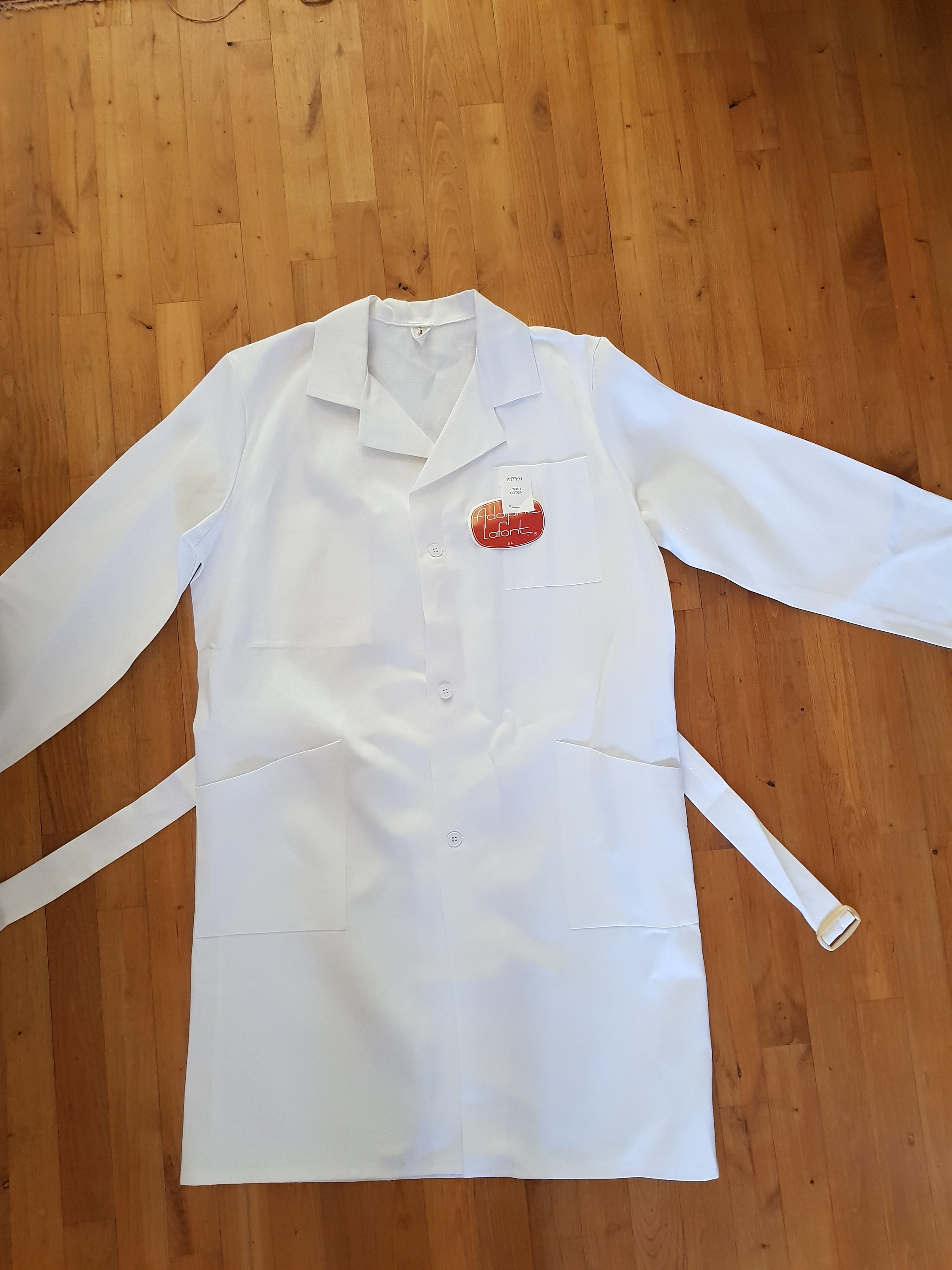 1980s White Adolphe Lafont lab coat long jacket duster oversize