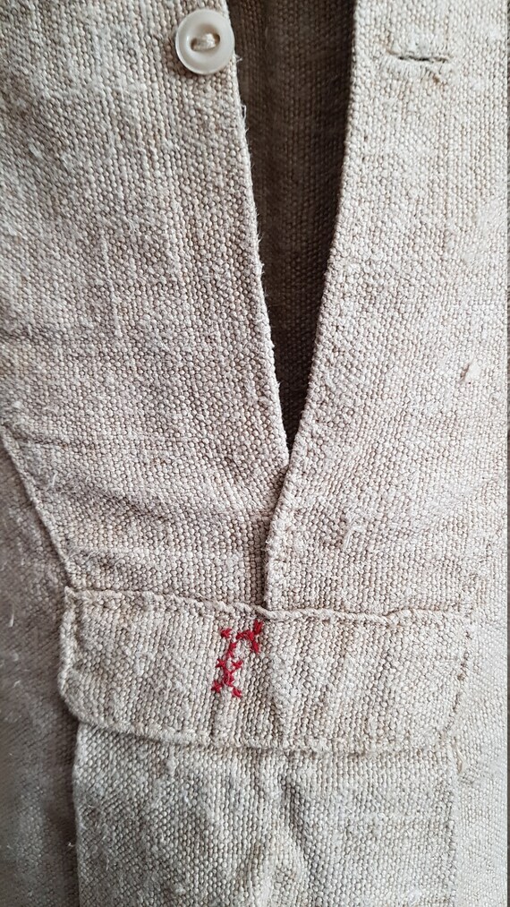 Antique French linen shirt farmers shirt artist smock… - Gem