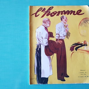 L&#39;homme Zeitschrift Ausgabe Nummer 1 Juni 1938. Seltenes Modeschneiderei Magazin im französischen Herrenstil
