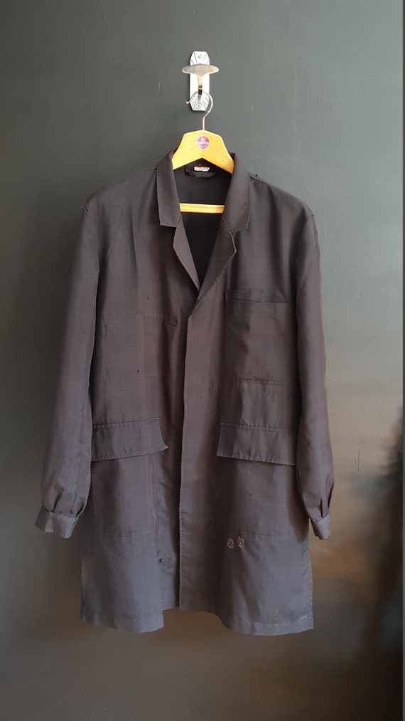 Vintage French Delp chore long work coat lab gara… - image 1