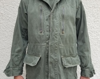 ジャケット・アウター 60s French Military Linen Hospital Coat Vintage 1960s French Military Hospital Surgeons Doctors Jacket