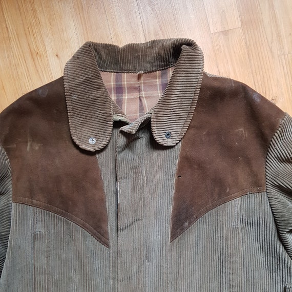 Vintage French mens corduroy suede hunting jacket… - image 3