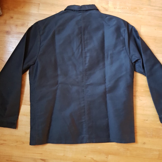 Vintage French Black Moleskin workwear jacket L - image 9