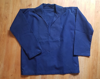 Vintage French navy blue sailor pullover vareuse workshirt M-L