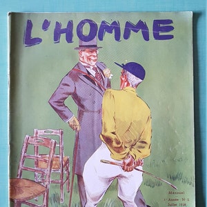 L&#39;homme Zeitschrift #2 1938. Originales seltenes französisches Herren Mode-Stil Magazin