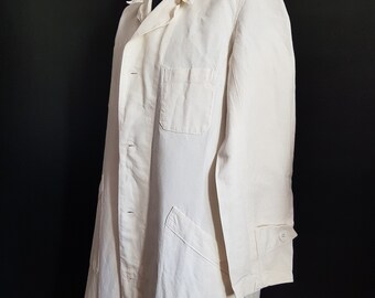 ジャケット・アウター 60s French Military Linen Hospital Coat Vintage 1960s French Military Hospital Surgeons Doctors