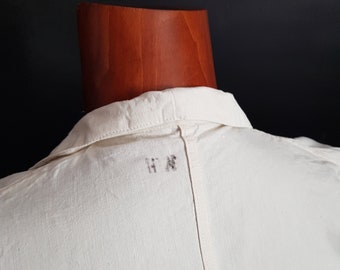 ジャケット・アウター 60s French Military Linen Hospital Coat Vintage 1960s French Military Hospital Surgeons Doctors