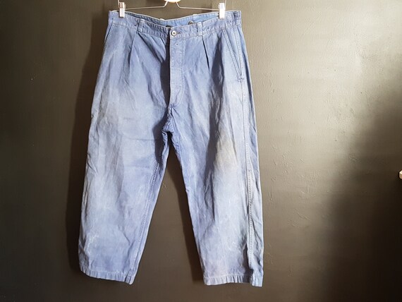 Vintage French Bleu de travail cotton trousers sho