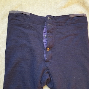 Vintage Franse lange onderbroek van thermisch wollen ondergoed