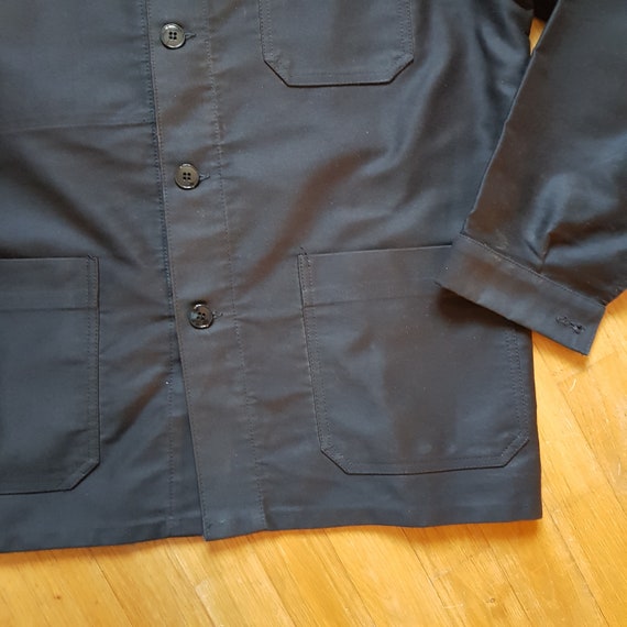 Vintage French Black Moleskin workwear jacket L - image 4