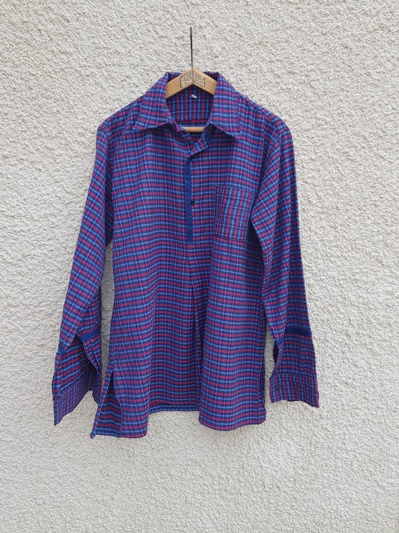 1970s French artists smock checked workshirt work… - image 8