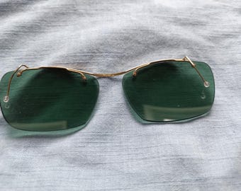 Vintage 50s 60s clip on browline gold color frame glasses spectacles shades