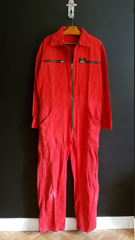 Vintage RED cotton sanfor overalls boiler suit jum