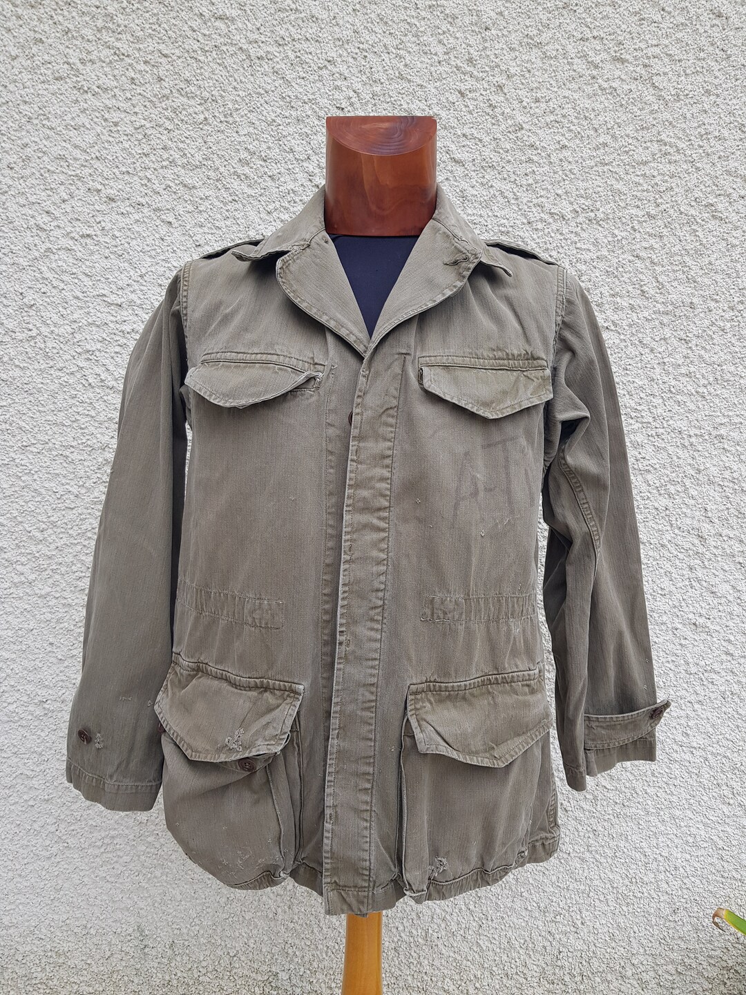 ［超希少］60s vintage French army M-47 後期 HBT 50s-60s Vintage French Army M47 Lizard Camo HBT Jacket