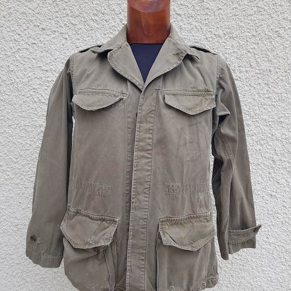 Chaqueta vintage del ejército francés de la década de 1960 HBT M47