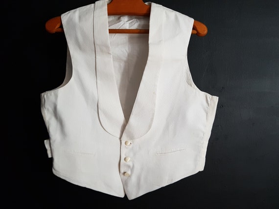 Vintage French white formal waistcoat vest evening