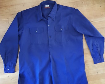 chemise de travail longue bleue vintage « Fort & Bon » 44 sanfor L/XL NOS