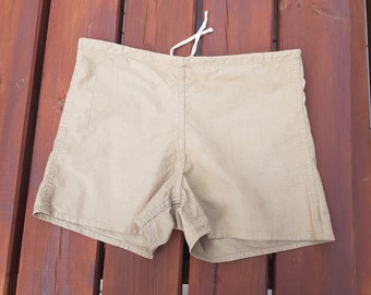 Vintage französische khaki Baumwolle Shorts Unterwäsche Militär armee Armee M 30-32