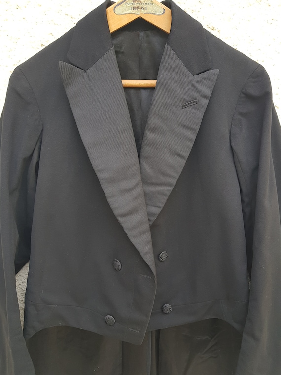 1910s French Antique Black Tailcoat Evening Tuxedo Formal
