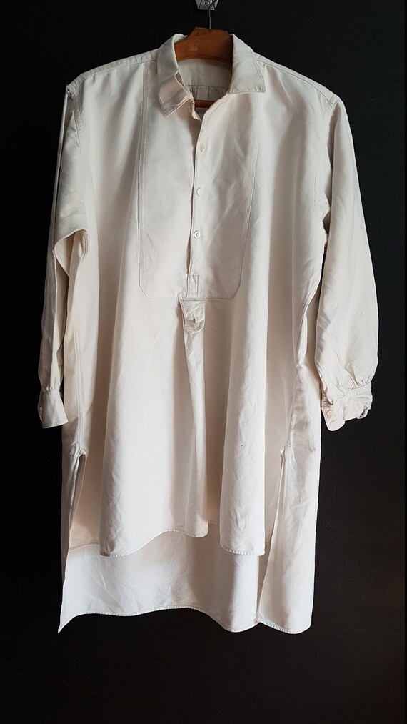 Vintage French White cotton shirt smock Patchwork