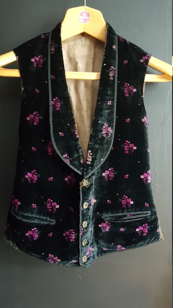 Antique French silk velvet waistcoat