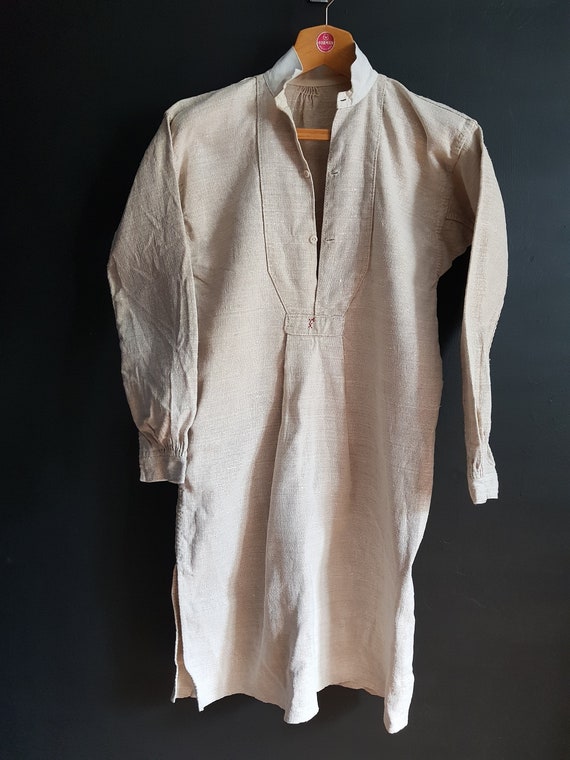 Antique French linen shirt farmers shirt artist sm