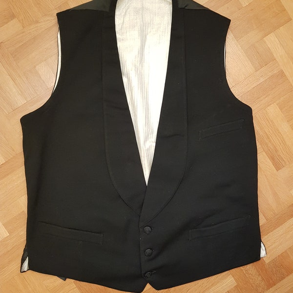 Gilet noir pour hommes des années 1920-1930, col châle S 36-37