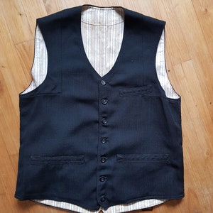 Vintage French black waistcoat vest 36 S