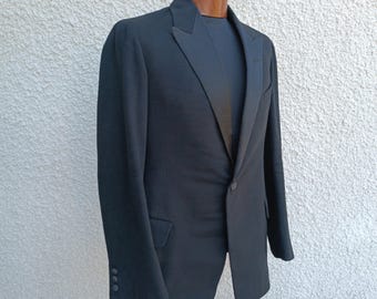 1930年代のフランスの燕尾服タキシード：ヴィンテージの黒ウールの 