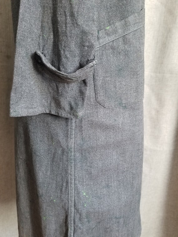 Vintage French grey long chore jacket duster coat… - image 5
