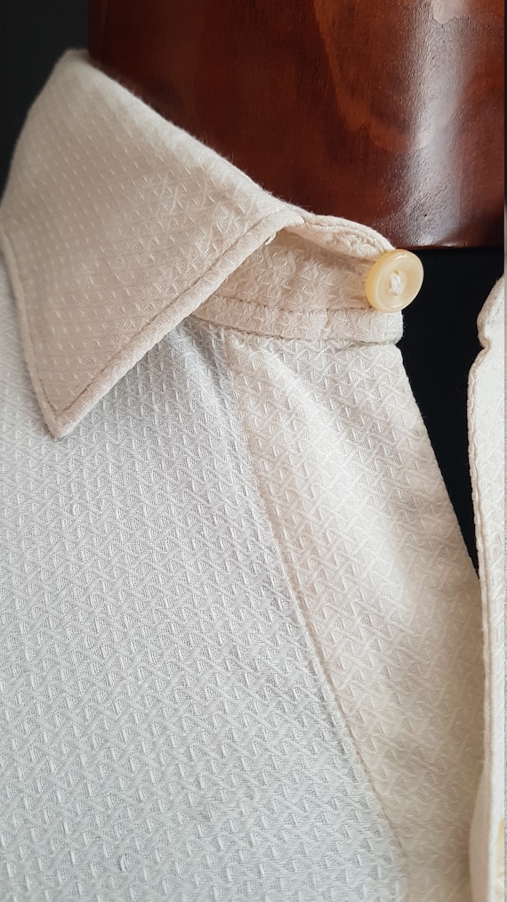 Vintage French formal white work shirt pullover sm