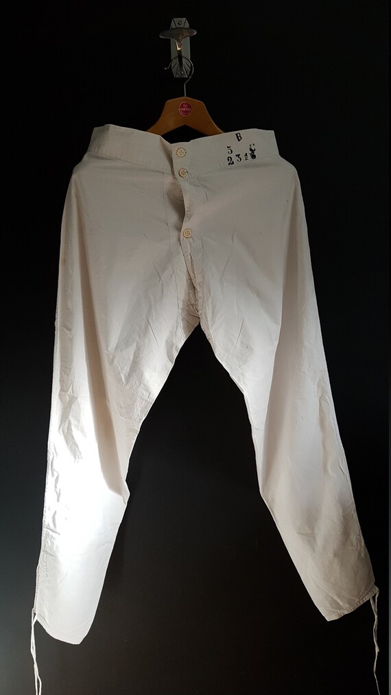 Antique mens linen drawers underwear breeches full le… Gem
