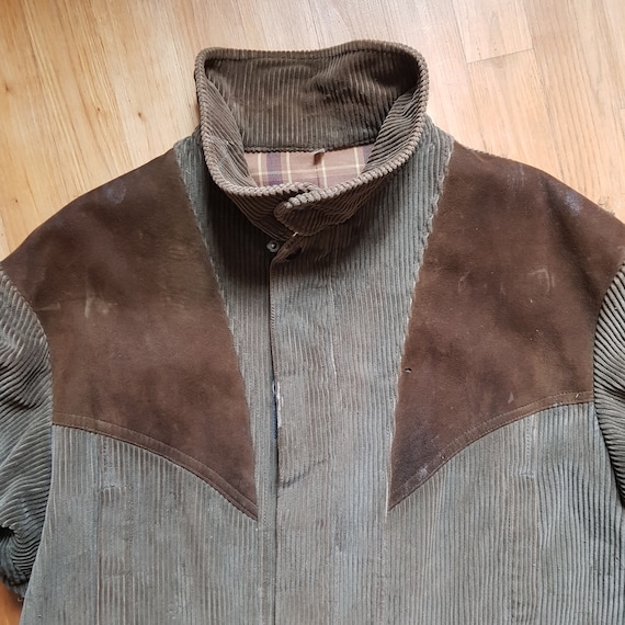 Vintage French mens corduroy suede hunting jacket… - image 2