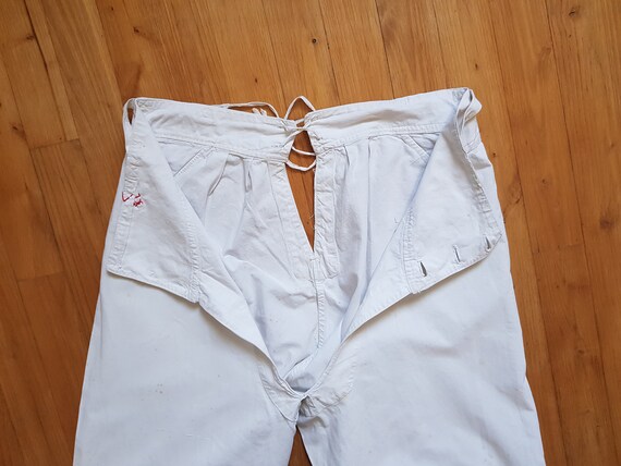 Antique French Mens Linen Drawers Underwear Breeches Full Length