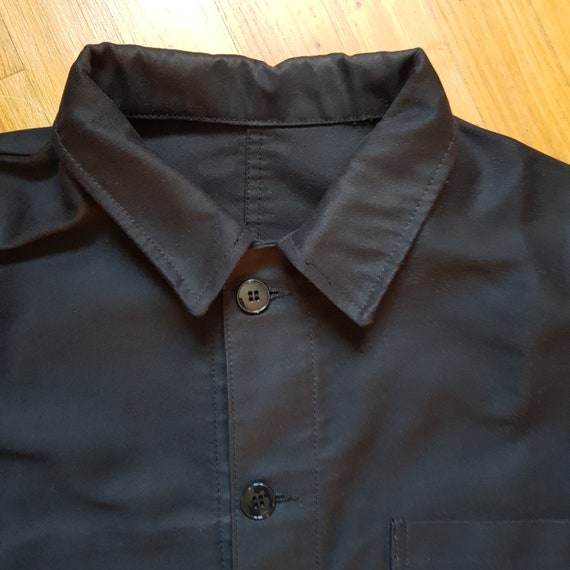 Vintage French Black Moleskin workwear jacket L - image 3