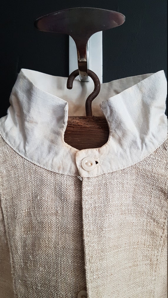Antique French linen shirt farmers shirt artist sm
