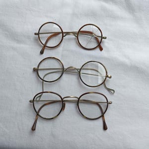 Lot of three vintage 1920s 1930s style round glasses frames spectacles tortoisehell