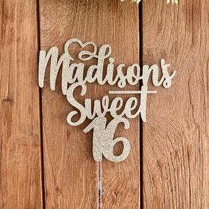 Sweet 16 Cake Topper, Sweet Sixteen Cake topper, 16 Birthday, Custom Cake Topper, Birthday Cake Topper.