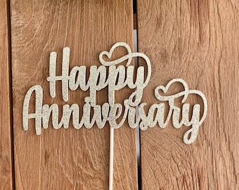 Happy Anniversary Cake Topper, Marriage Cake Topper, Wedding Anniversary Cake Topper