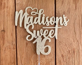 Sweet 16 Cake Topper, Sweet Sixteen Cake topper, 16 Birthday, Custom Cake Topper, Birthday Cake Topper.