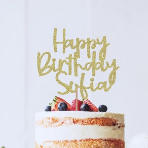 Personalized Happy Birthday Cake Topper, glitter birthday cake topper, Birthday cake topper, Customer happy birthday cake topper